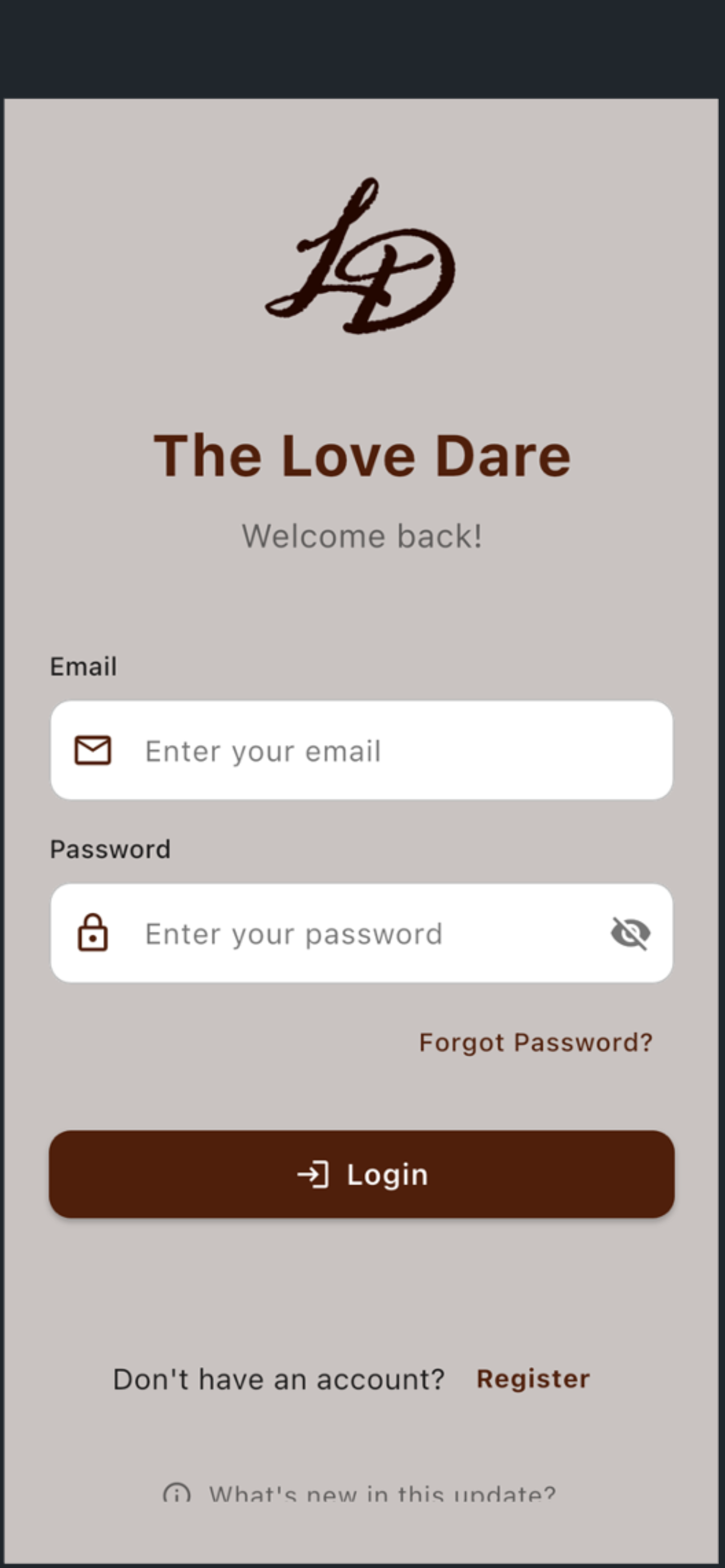 The Love Dare App getting started screen