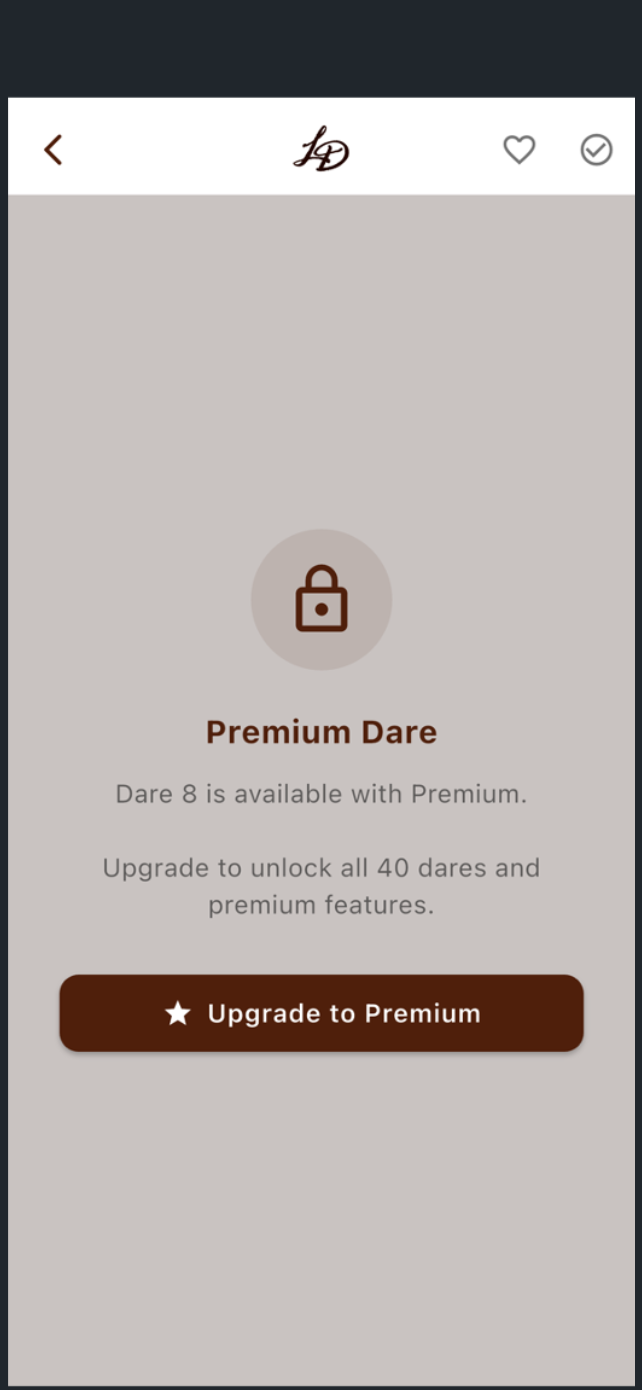 The Love Dare App progress tracking screen
